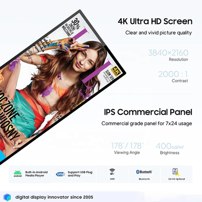 Full Screen 75inch Digital Signage Display , Floor Standing LCD Advertising Kiosk